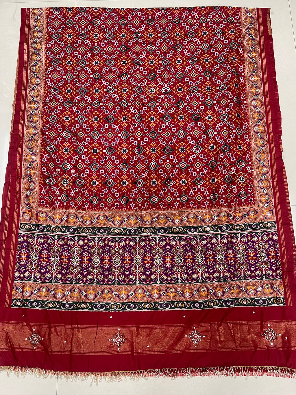Navratna Handwork Patola Saree – Maroon