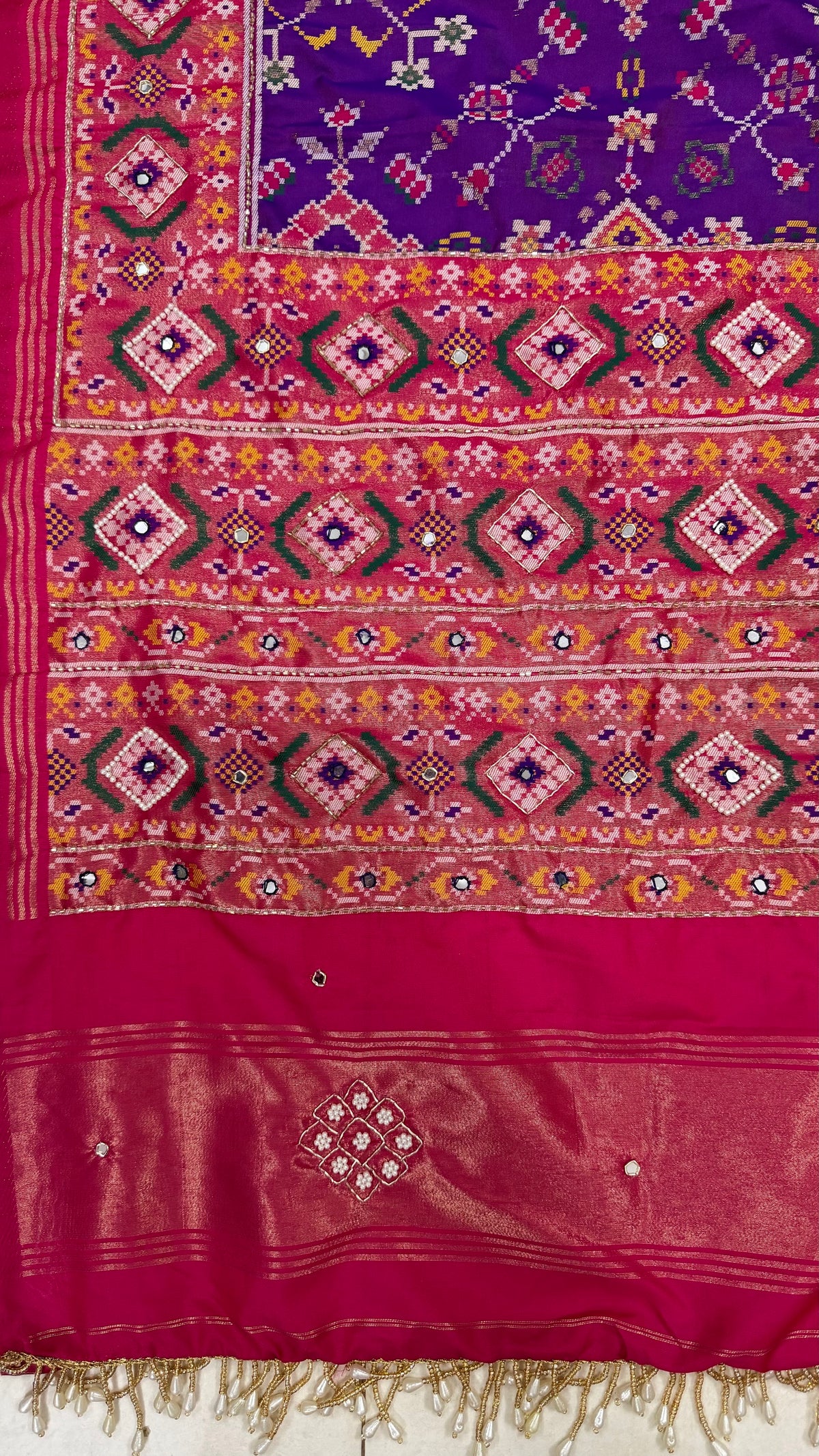 Handwork Woven Patola Dupatta – Purple & Pink
