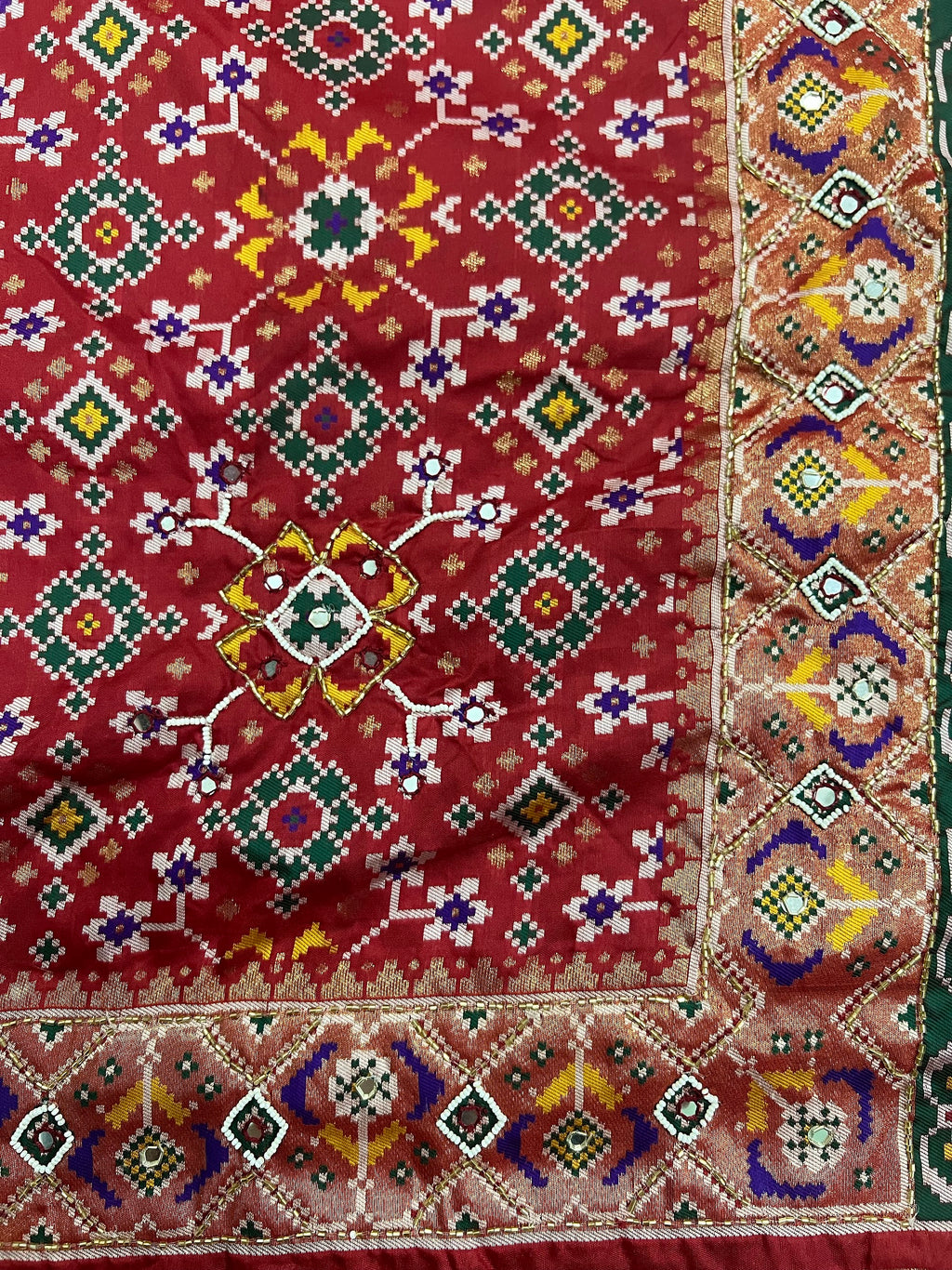 Navratna Handwork Patola Saree – Maroon