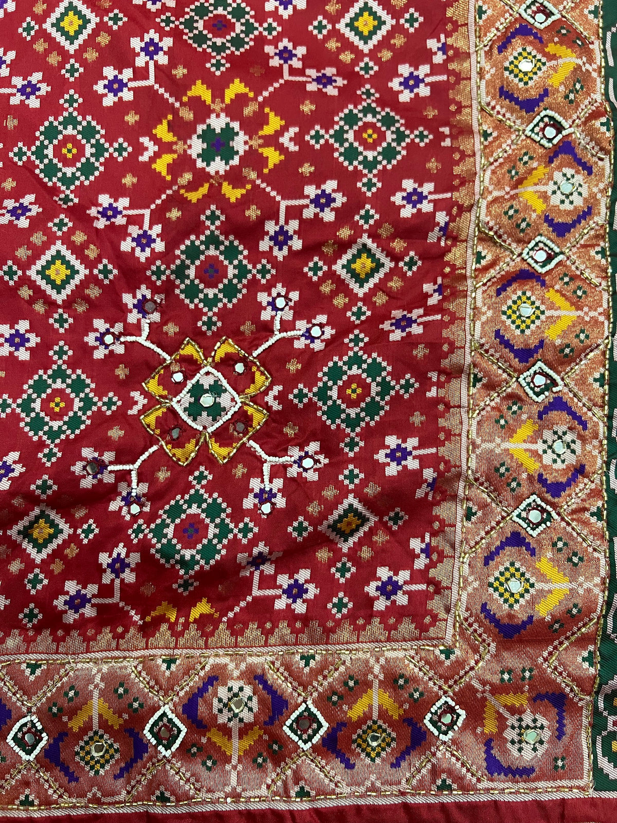 Navratna Handwork Patola Saree – Maroon