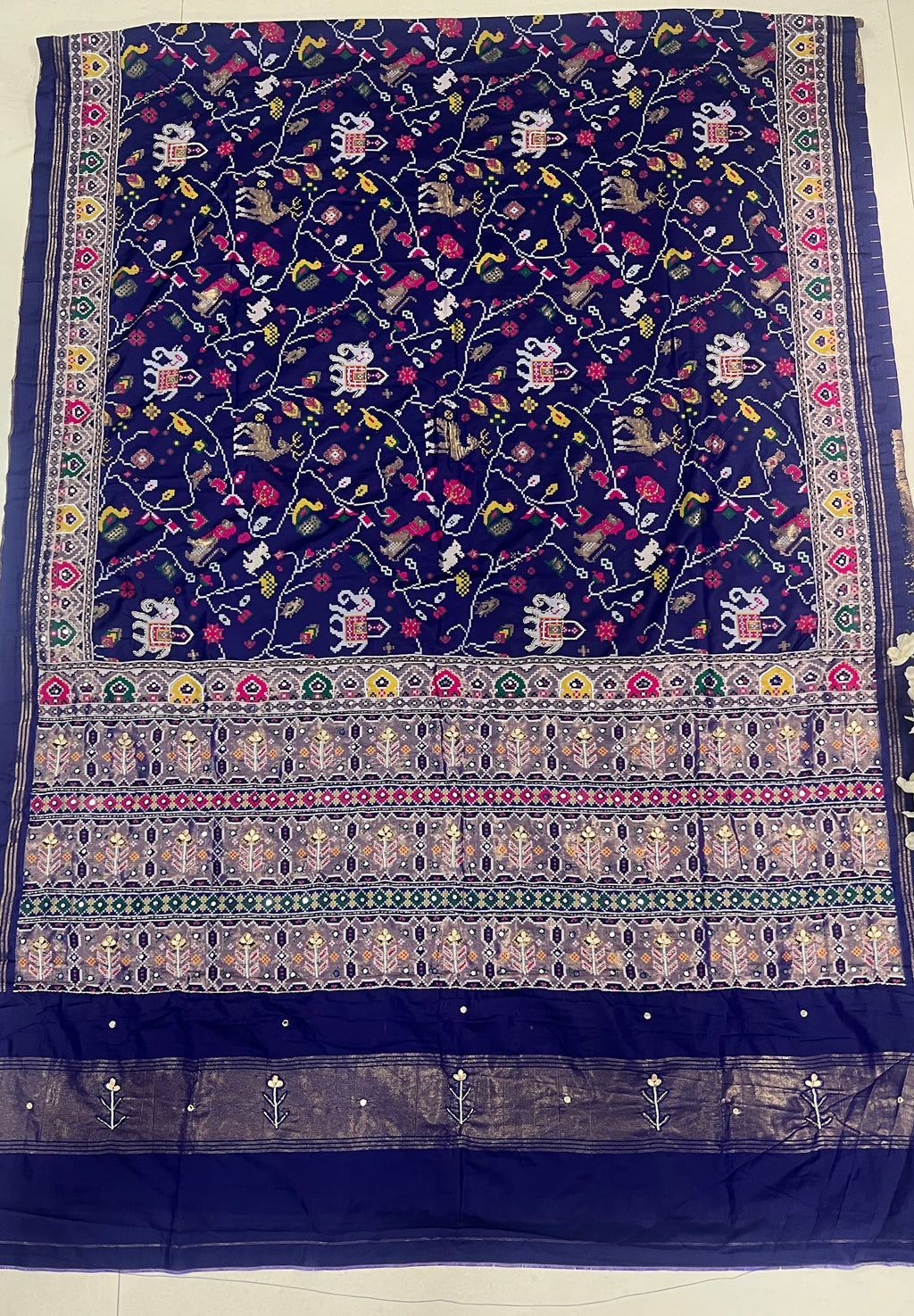 Jungle Design Handwork Patola Saree – Blue