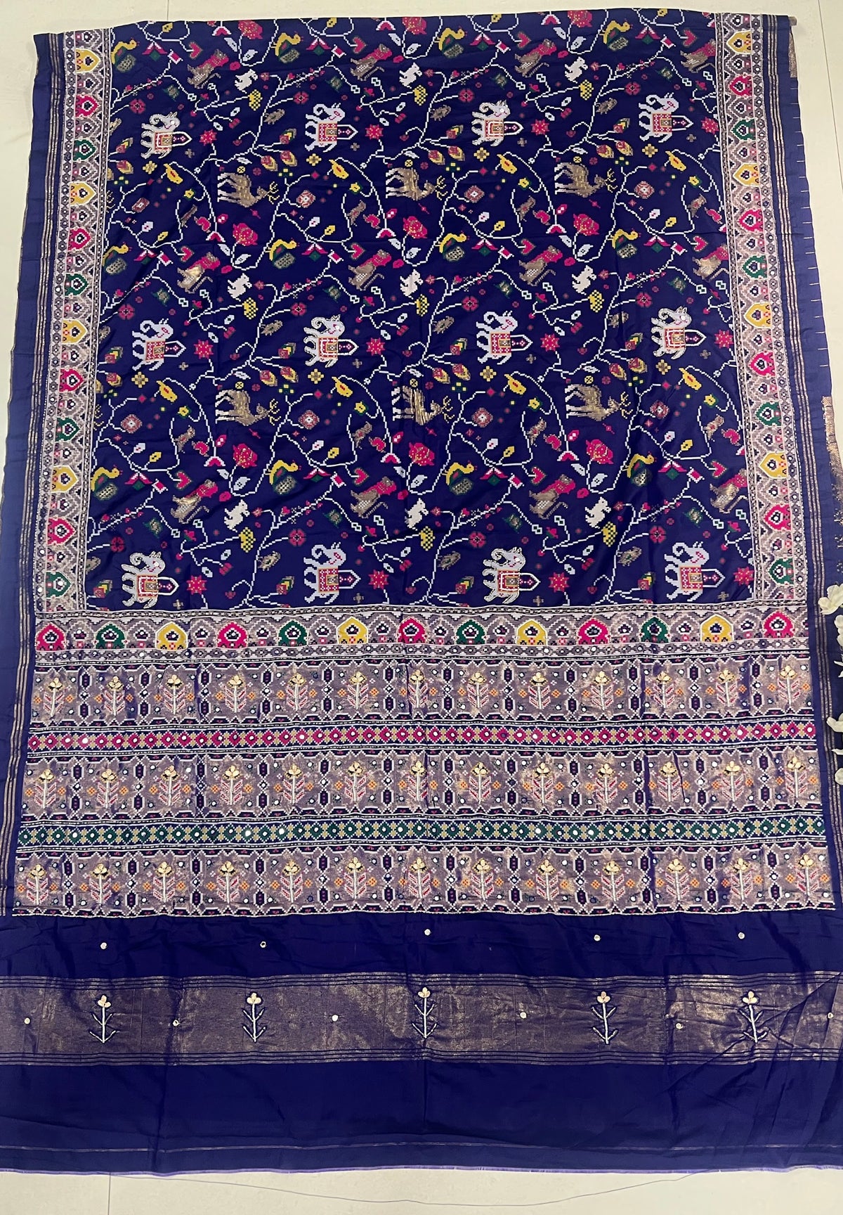 Jungle Design Handwork Patola Saree – Blue