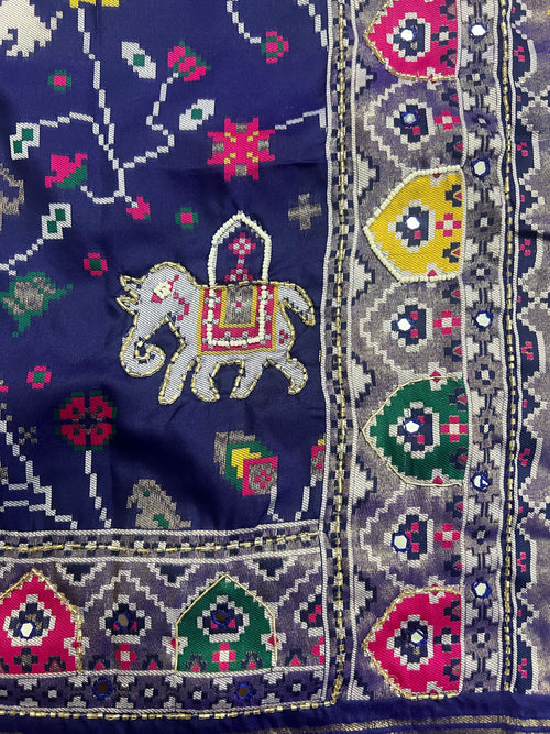 Jungle Design Handwork Patola Saree – Blue