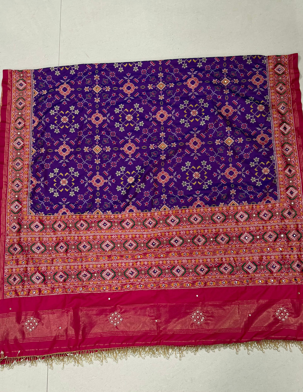Handwork Woven Patola Dupatta – Purple & Pink