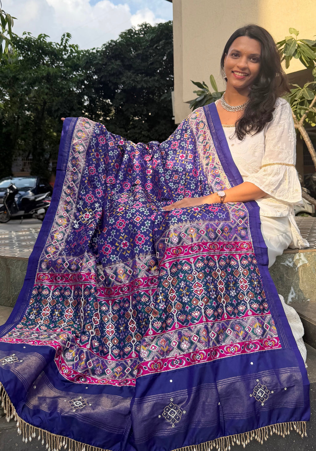 Handwork Woven Patola Dupatta – Full Blue