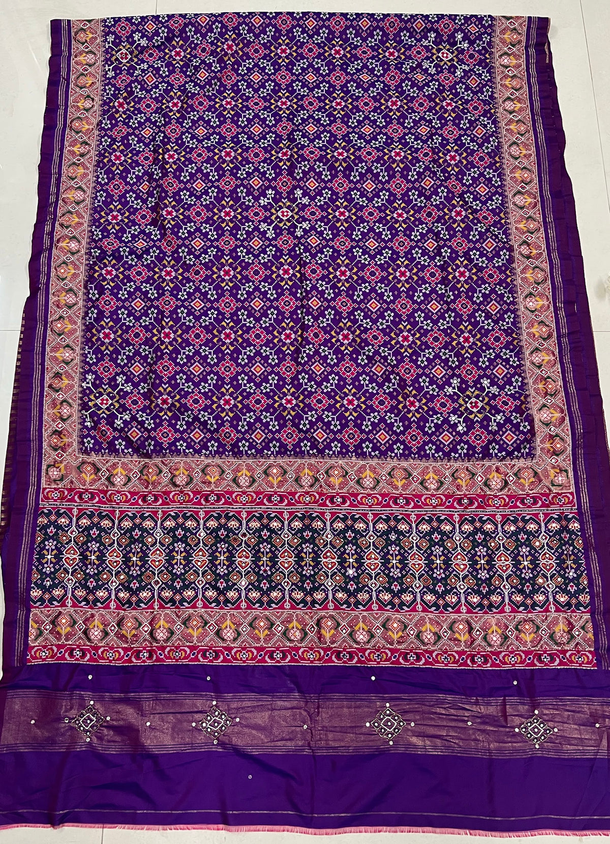 Navratna Handwork Patola Saree – Purple