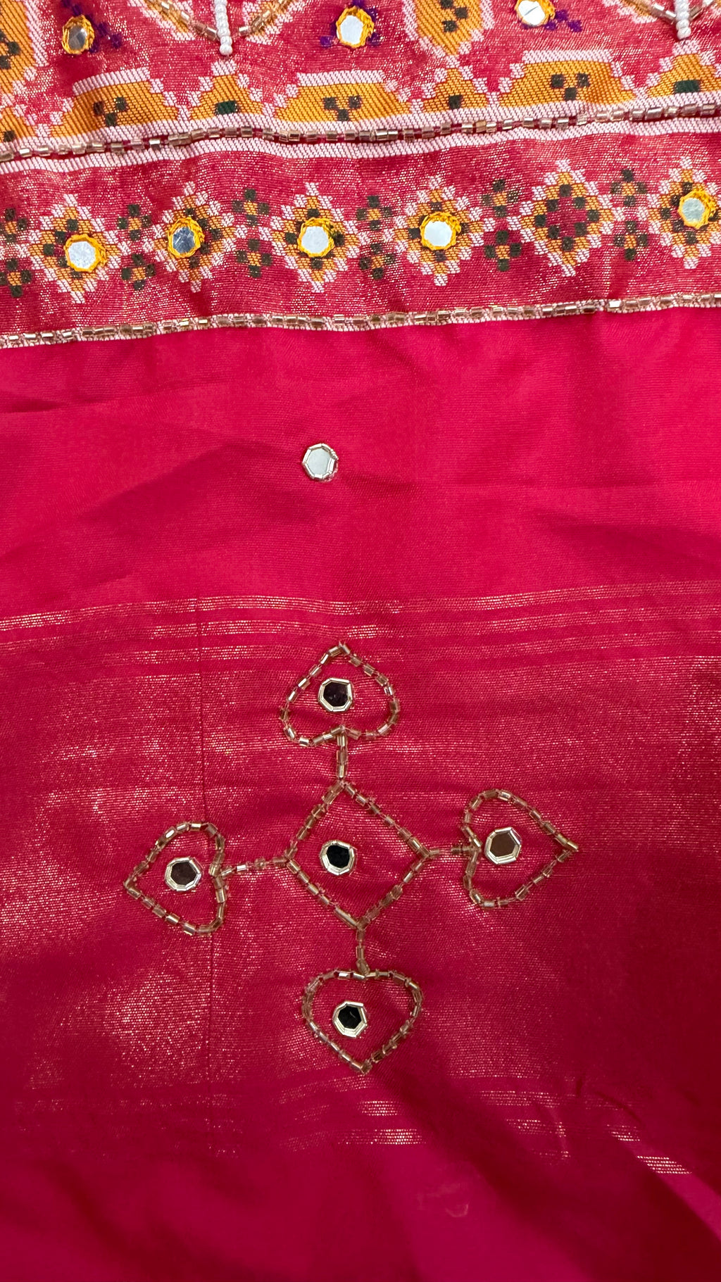 Handwork Woven Patola Dupatta – Mustard & Pink
