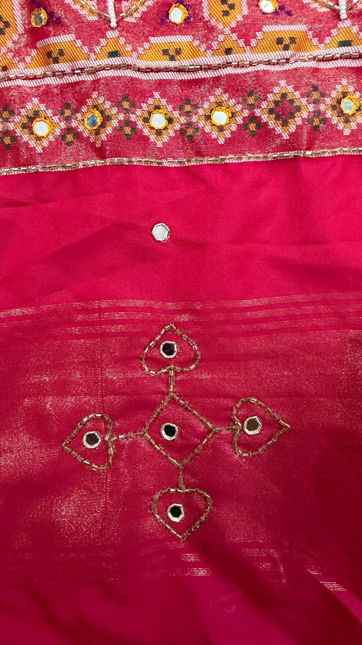 Handwork Woven Patola Dupatta – Mustard & Pink