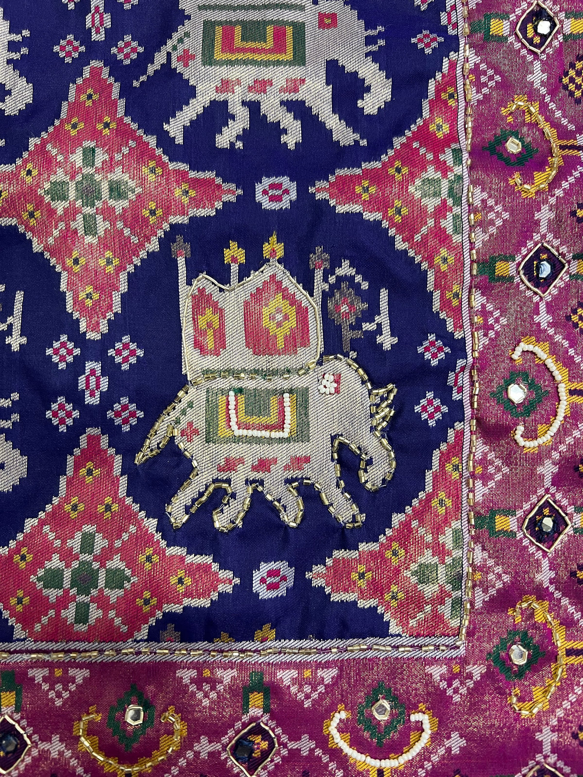Rajwadi Handwork Patola Saree – Blue & Pink