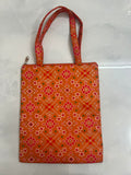 Patola print tote bag in mango orange