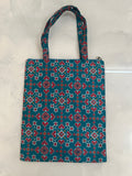 Patola print tote bag in teal