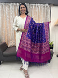 Navratna Meenakari Patola Dupatta in Blue & Magenta